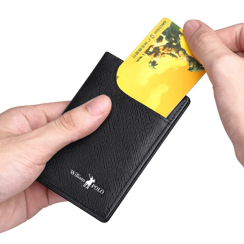 Card Holder Male Leather Vertical Ultra-Thin Card Holder Business Card  Holder Driver’s License Leather short Wallet 카드지갑