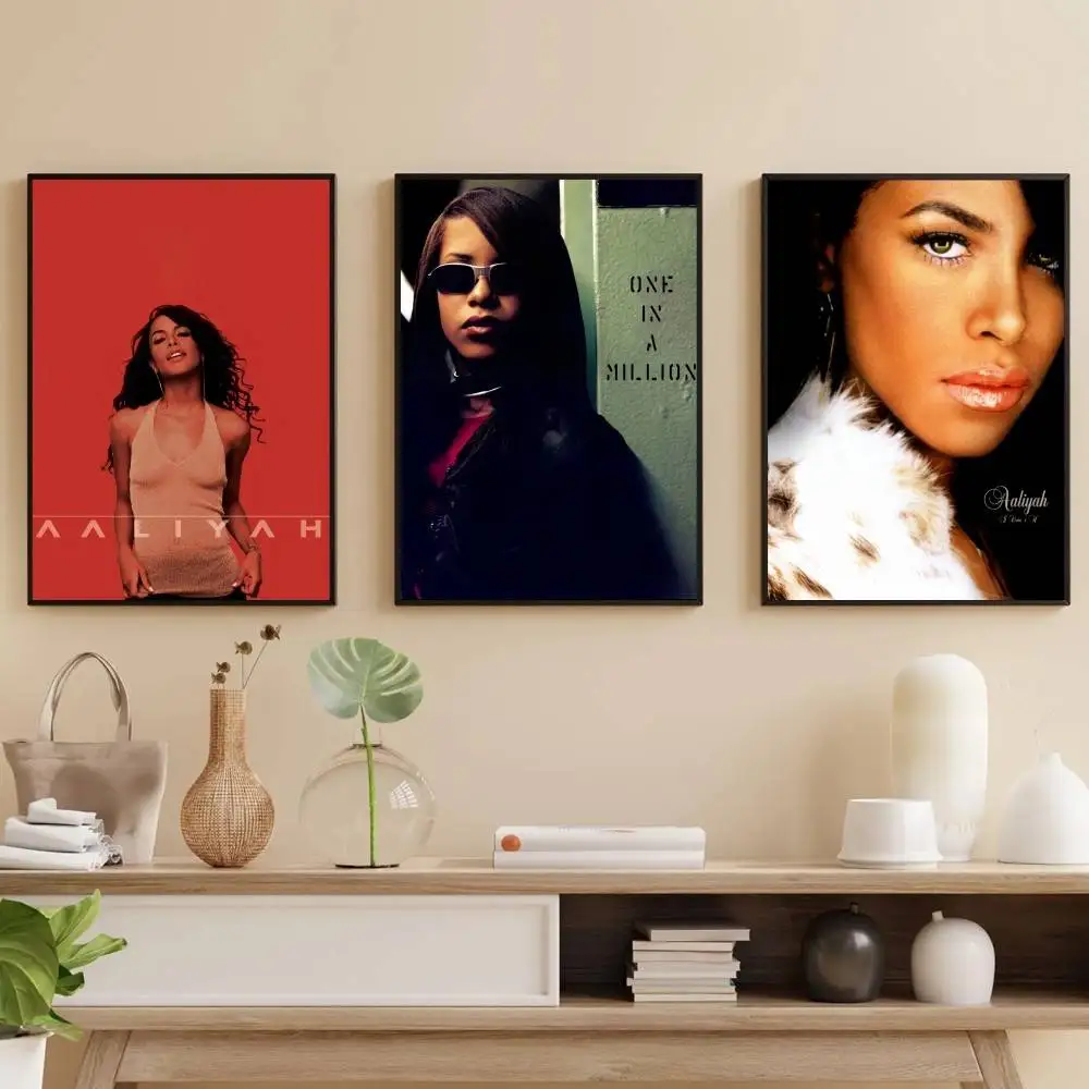 

Singer A-Aaliyah Poster Self-adhesive Art Waterproof Paper Sticker Coffee House Bar Room