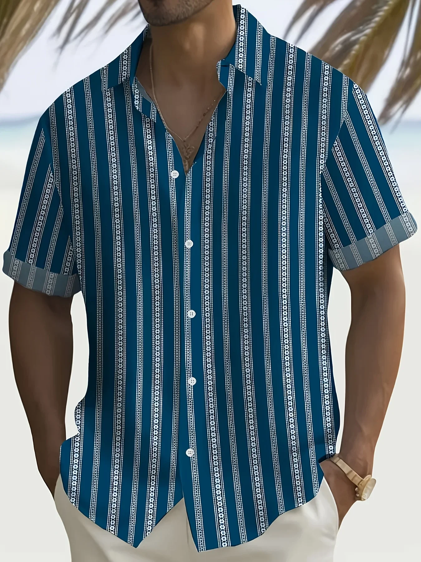 

Men's Fashion Casual Beach Shirt Summer Man Short Sleeve Hawaiian Style Tropical Print Lightweight Holiday Party Tops