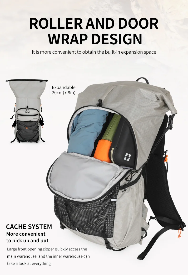 Wanderrucksack für Männer und Frauen, 30L Wasserdichter Camping-Rucksack mit Regenschutz, Leichter Outdoor-Sport-Reiserucksack – Detail 8