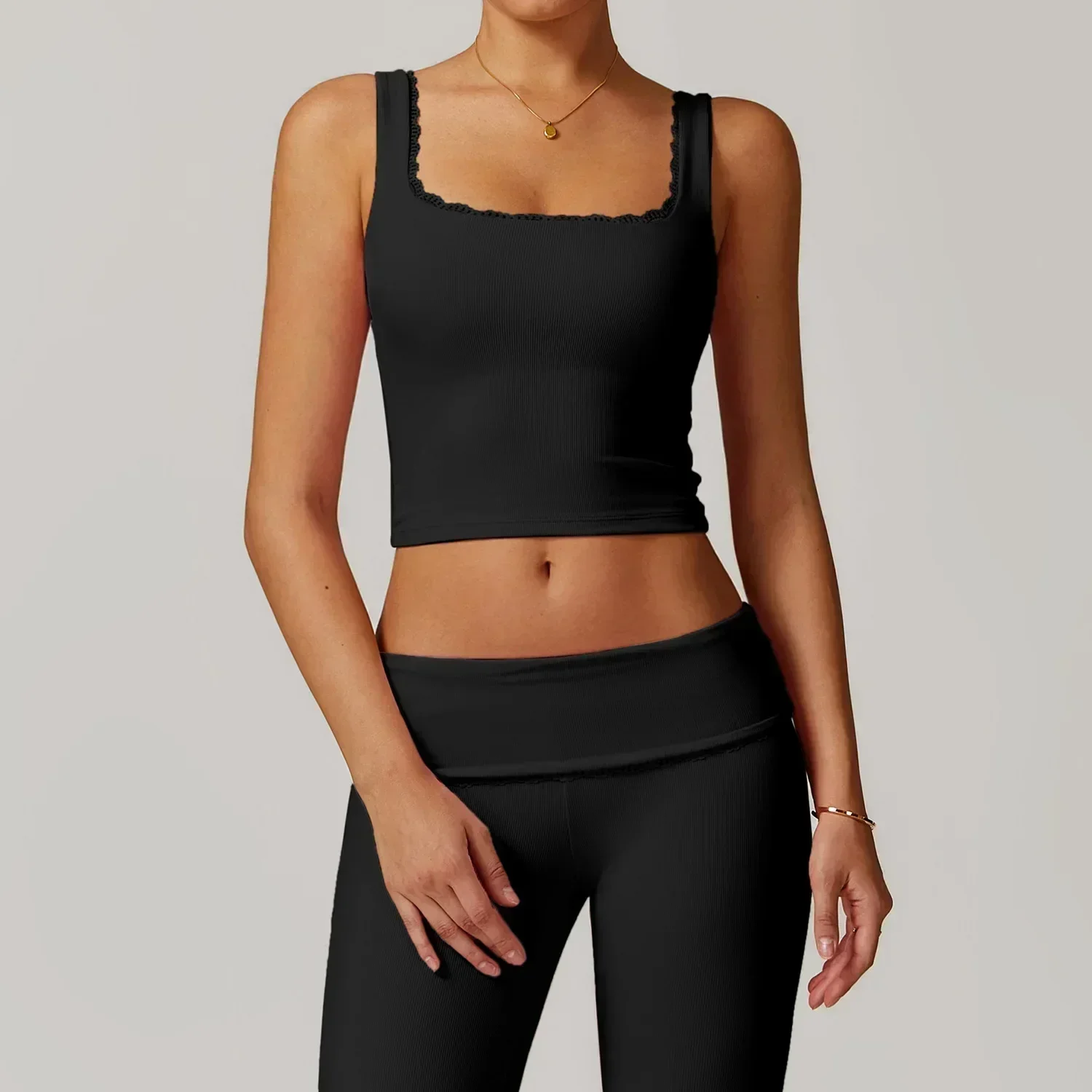 Damen Sportswear aus geschnitten Yoga BH Anti-Schock gerippt Crop Tank Top Laufen Fitness Sport Workout Weste Frau Unterwäsche