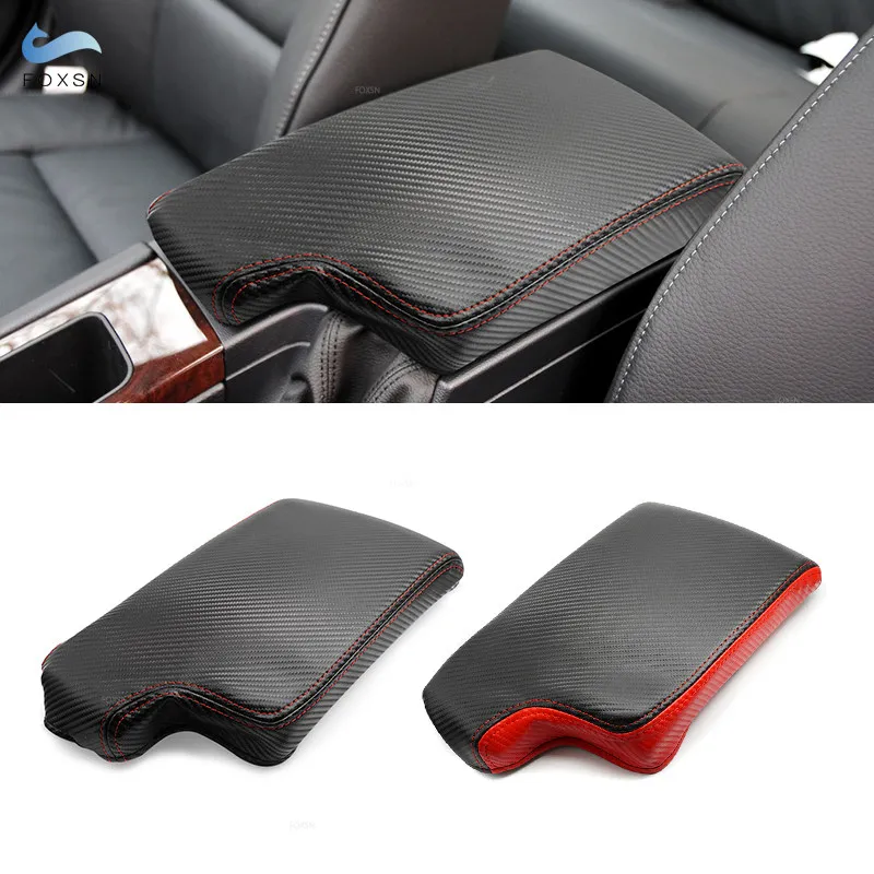 Carbon Fiber Texture Leather For BMW 3 Series E90 2005 - 2012 Car Center Armrest Box Cover Bandage Style Protection Trim