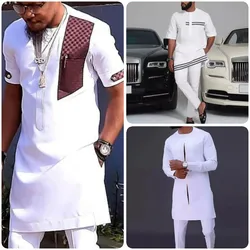 Summer Short-Sleeved Men's Shirt And Pants 2-Piece National Style Men's Clothing Play Beach Party PROM Prayer Slim Casual Suit