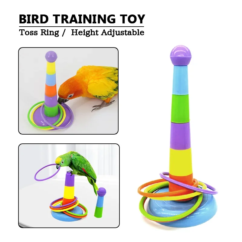 

Parrot Bird Toy Parrot Bite Chewing Toy Pet Bird Swing Ball Standing Toy Plastic Rings Training Intelligence Toy Ferrule Decor