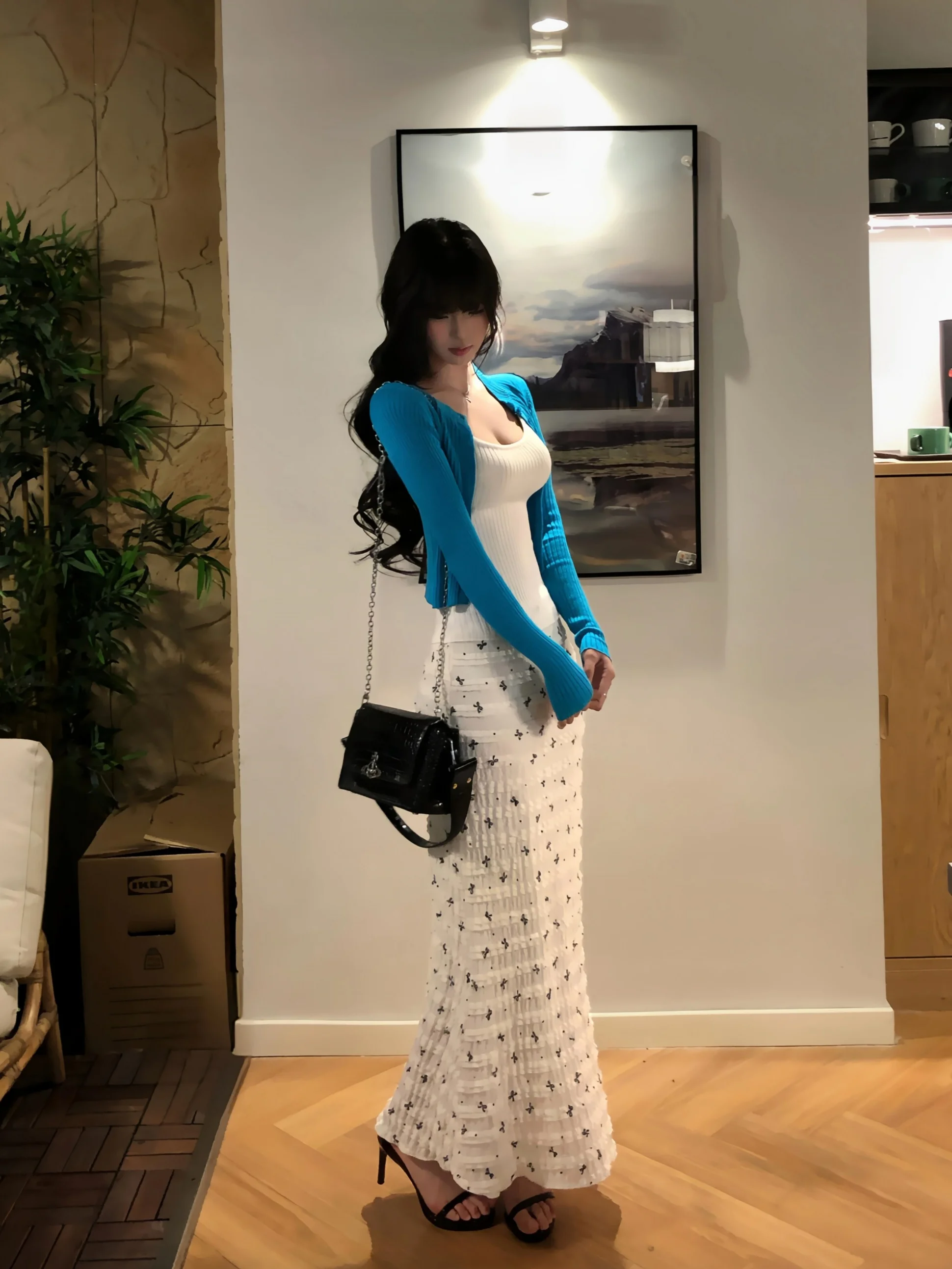 

Белая женская юбка с цветочным узором и узлами, весенне-осенняя, А-силуэт, в корейском стиле, миди, пляжная, многоярусная, в стиле «ленивый шик»