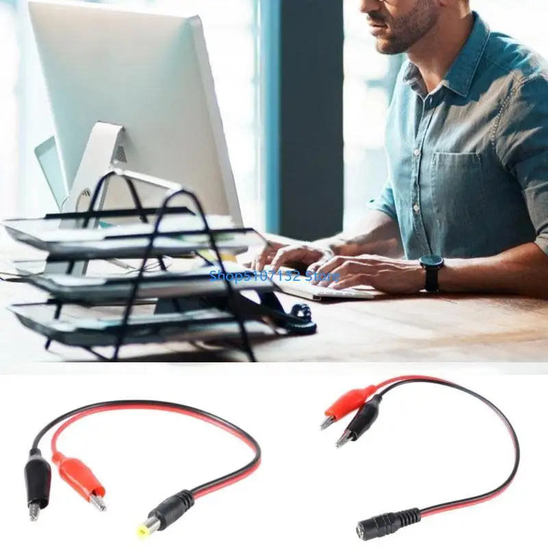 87HD DC5.5x2.1mm Connectors to 2 Alligators Clip Power Cable for LED Routers Fan Speaker 26cm Supports 1V 36V 2A