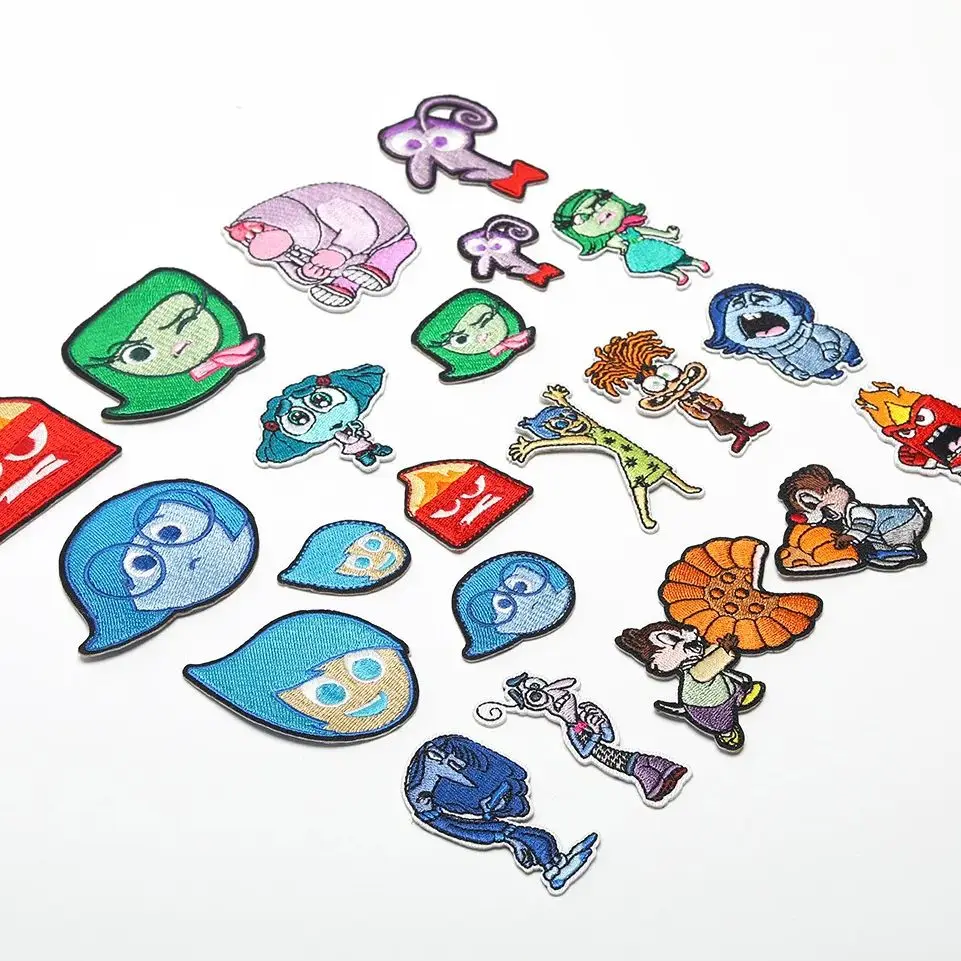 

21Pcs Anime Disney Inside Out Clothes Stickers For Sew Child clothing Iron on Patches DIY jeans hat Coat Appliques.