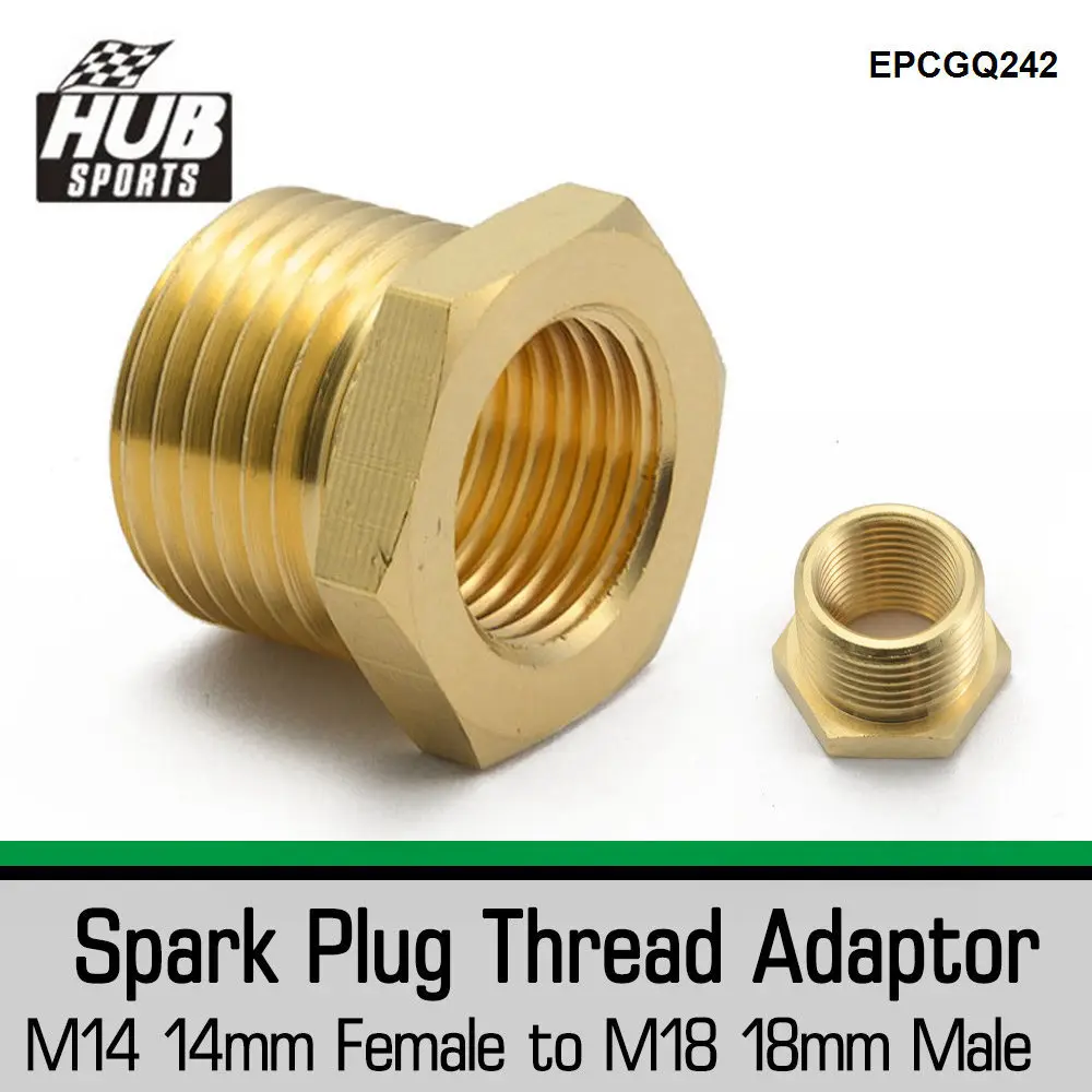 HUB sports  Brass Thread Female M18 18mm Male to M14 14mm Female Spark Plug Fitting Adapter Connector EPCGQ242