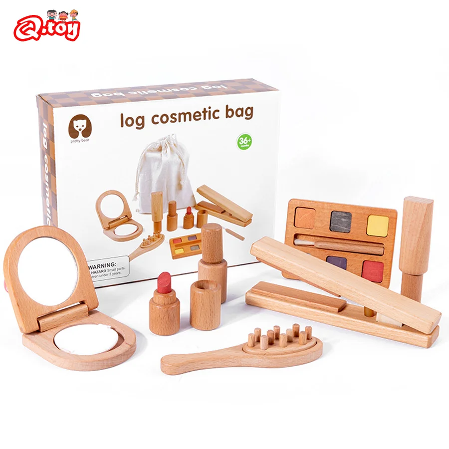 Holz Pretend Spielen Spielzeug Make-Up Kit Kosmetik Tasche Arzt Nachahmung Spiel Tool Set Spielzeug für Mädchen und Jungen Interesse Entwicklung geschenk