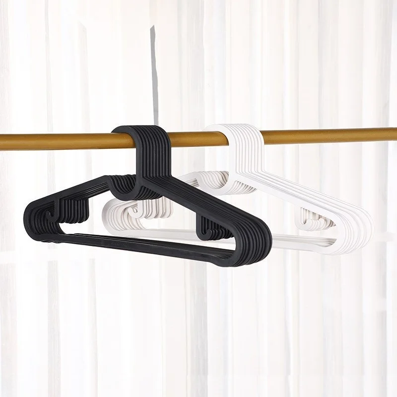 4pcs Simple Black White Dry Clothes Hanging Rack Adult Clothing Hanger Plastic Hanger Household Wardrobe Clothes Dress Organizer