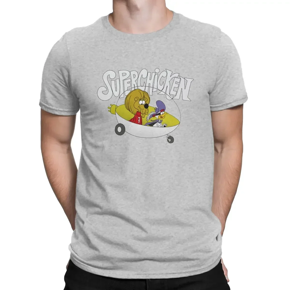 Summer harajuku custom Humor Ward Superchicken and Fred in the Super Coop  for Men Round Collar Pure Cotton Short Sleeve Tees