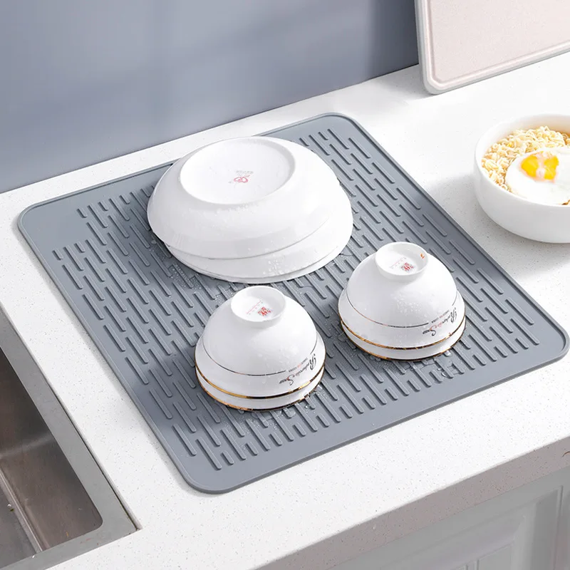 Kitchen Silicone Drainage Mat Food Tableware Drying Mat Meat Fish Thawing Board Placemat Coaster Bathroom Drying Pad