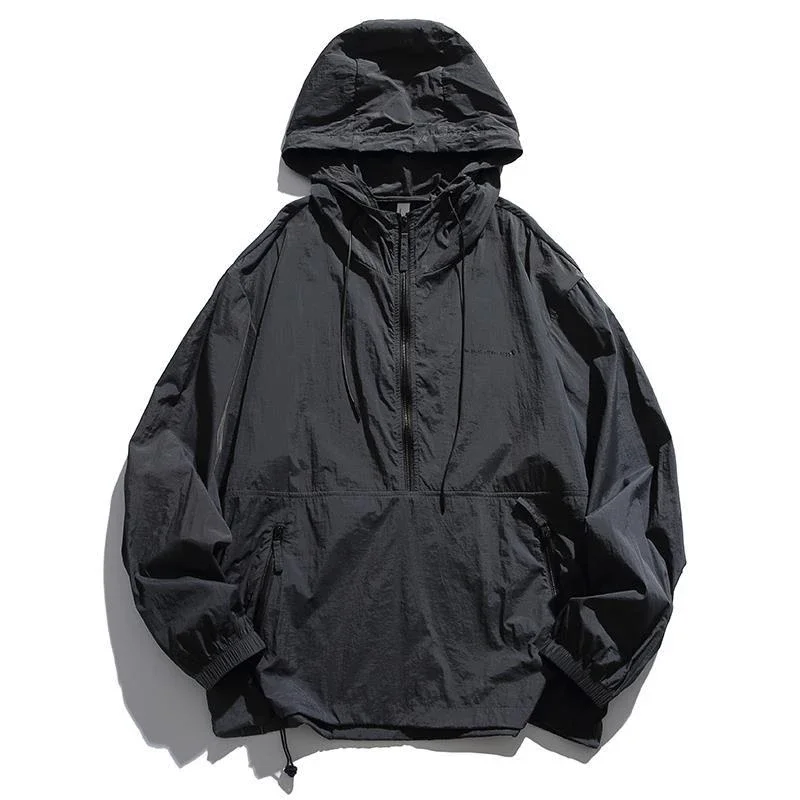 Spring Summer Men's Lightweight Sun Protection Jackets Outdoor Quick Dry Men Half Zip Breathable Windbreaker Jackets Clothing