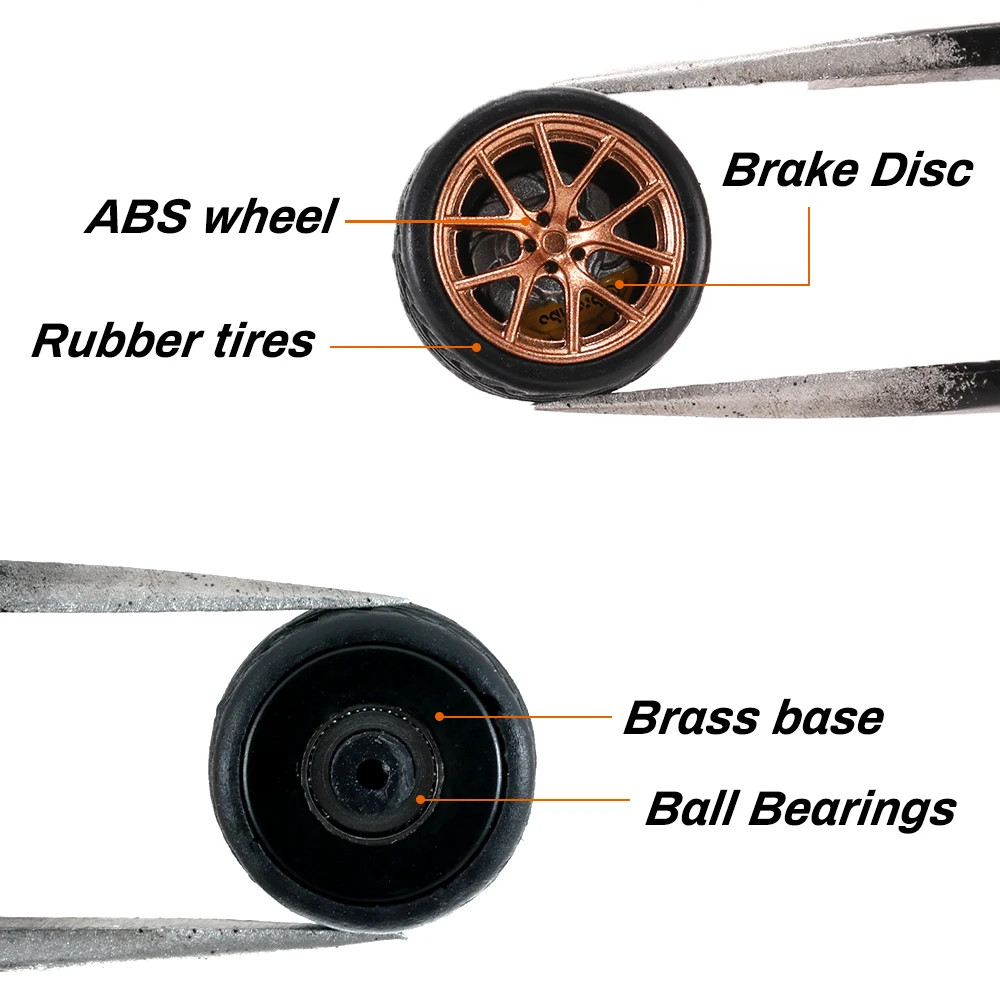 Kicarmod 1/64 Scale ABS Bearing Model Car Wheels with Brake Discs for Custom Vehicle for Jdm Tomica Toy 1 64 Wheels image 3