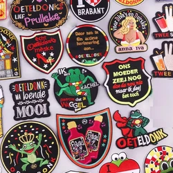 Oeteldonk Emblem Full Embroidered Patches On Clothes Frog Carnival For Netherland Iron On Patches For Clothing Badges Patch