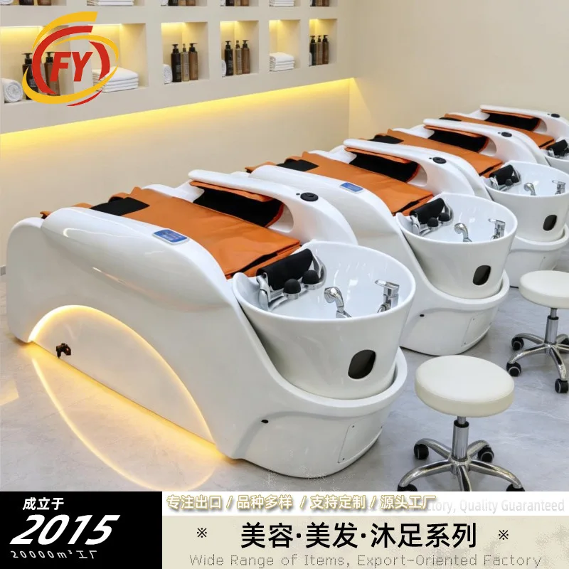 intelligent electric massage shampoo bed, shampoo machine for hair salons and barbershops, shampoo bed with water spray.