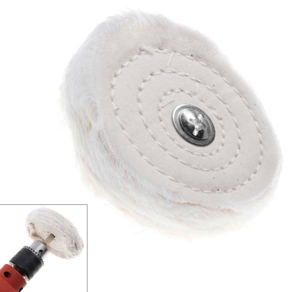 4 Inch 100mm Cylindrical White Cloth Polishing Wheel for Surface Polishing / Grinding with Diameter 6mm Shank