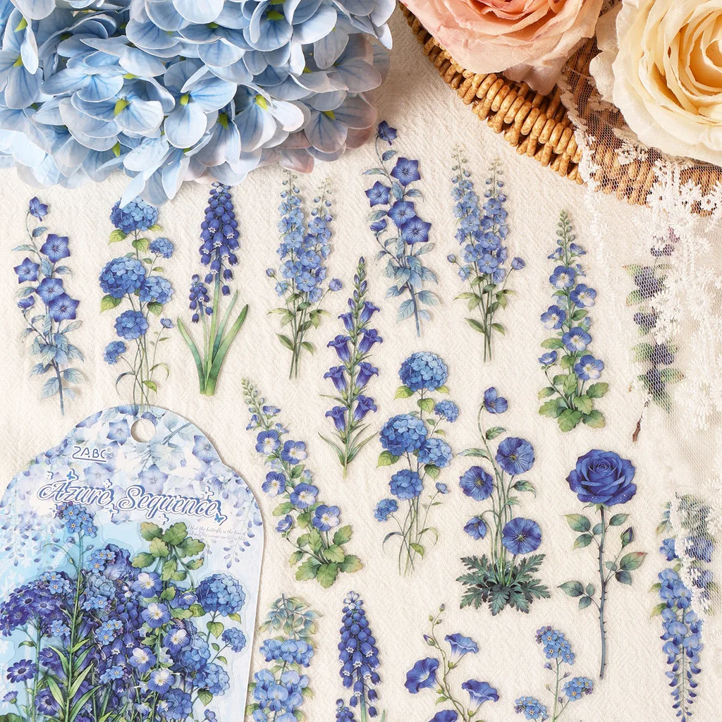 30 Stück PET-Blumen-Aufkleber, Verzierung, transparente Aufkleber, Tagebuch, Planer, Junk-Journal, dekorative Scrapbooking-Aufkleber