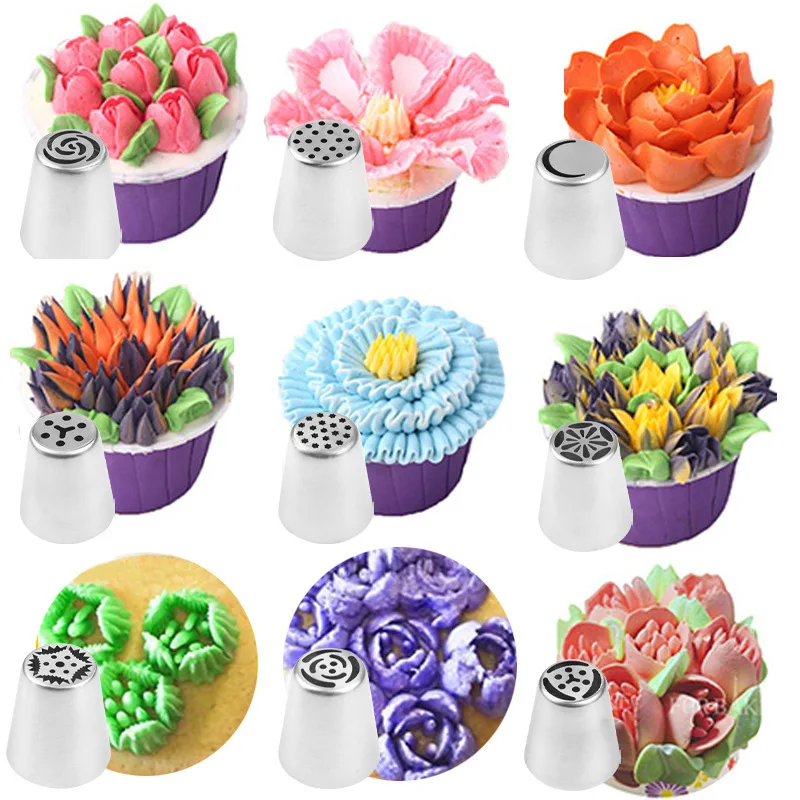 Russian Tulip Icing Piping Nozzles Stainless Steel Flower Ice Cream Bakery Tips Pastry Bag Cupcake Cake Decorating Tools Molds