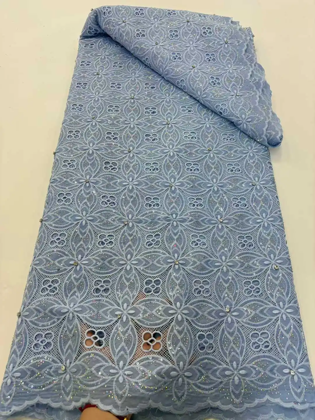 African lace fabric Sequin Mesh lace Luxury Beaded feather embroidery tulle lace fabric for sewing Clothing Wedding