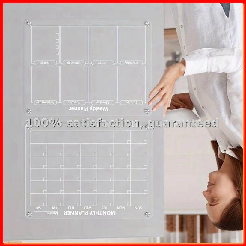 

Магнитный акриловый календарь для холодильника, ежемесячная сухостираемая доска с маркерами и магнитным держателем для ручек, органическое стекло-ABWY