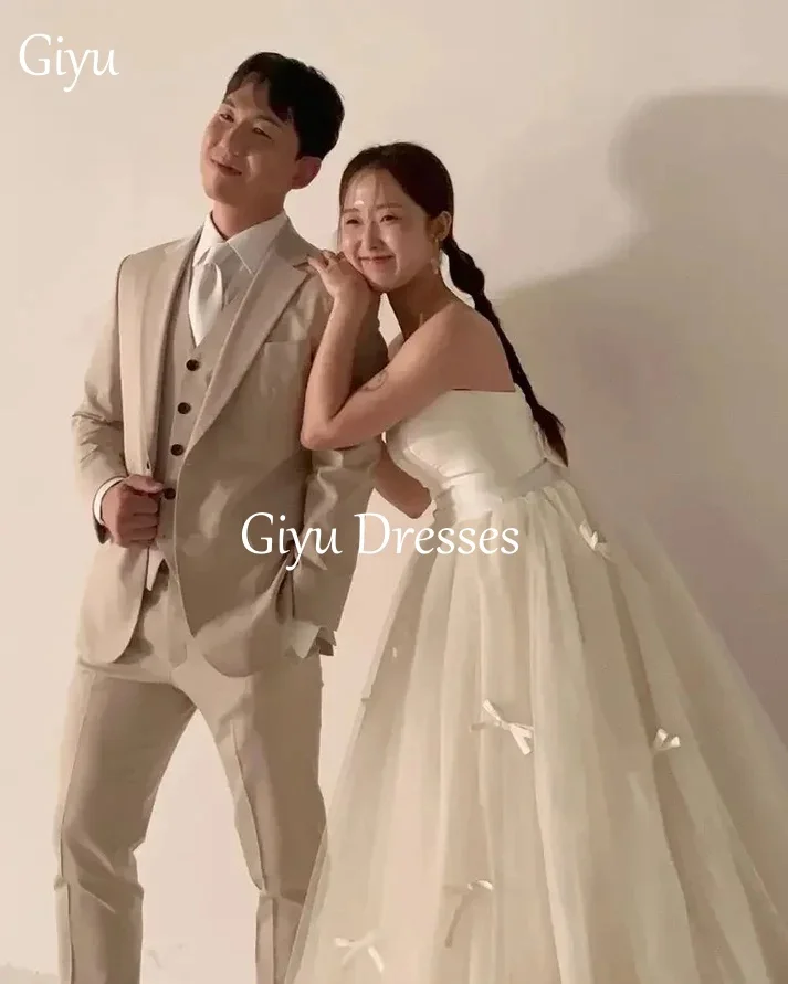 Giyu White Princess Wedding Dresses Ribbon Bridal Gowns Formal Korean Photography Wedding Formal Bridal Gowns Customized