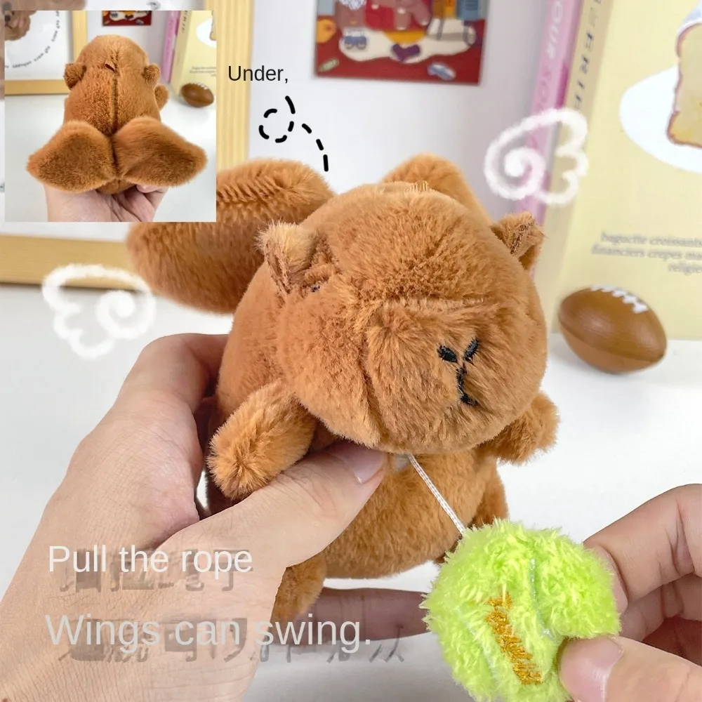 

With Wings Capybara Plush Pendant Pull Rope Wings Trembling Capybara Plush Keyring Funny Cartoon Capybara Plushie Doll