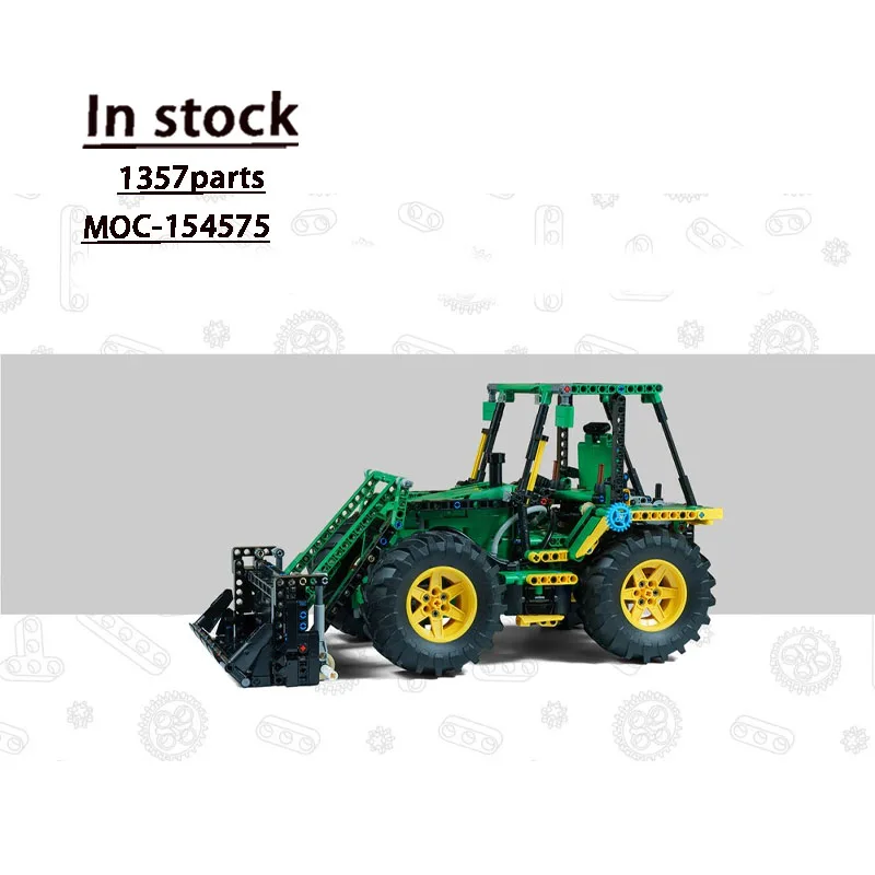 MOC-154575 시티 클래식 백호 로더 빌딩 블록 모델, 1357개 부품, 소년 어린이 생일 및 크리스마스 장난감 선물