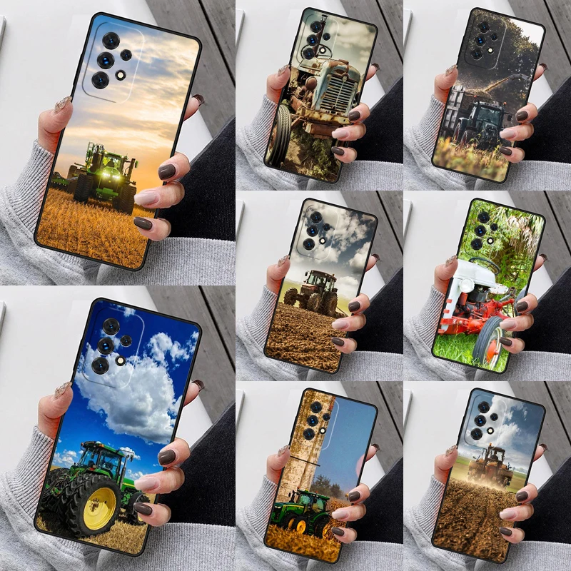 Harvesting Farming Vehicle Tractor Phone Case For Samsung Galaxy S23 S21 S20 FE S24 S22 Ultra Note20 S10 S9 Plus A40 A52 A13 A53