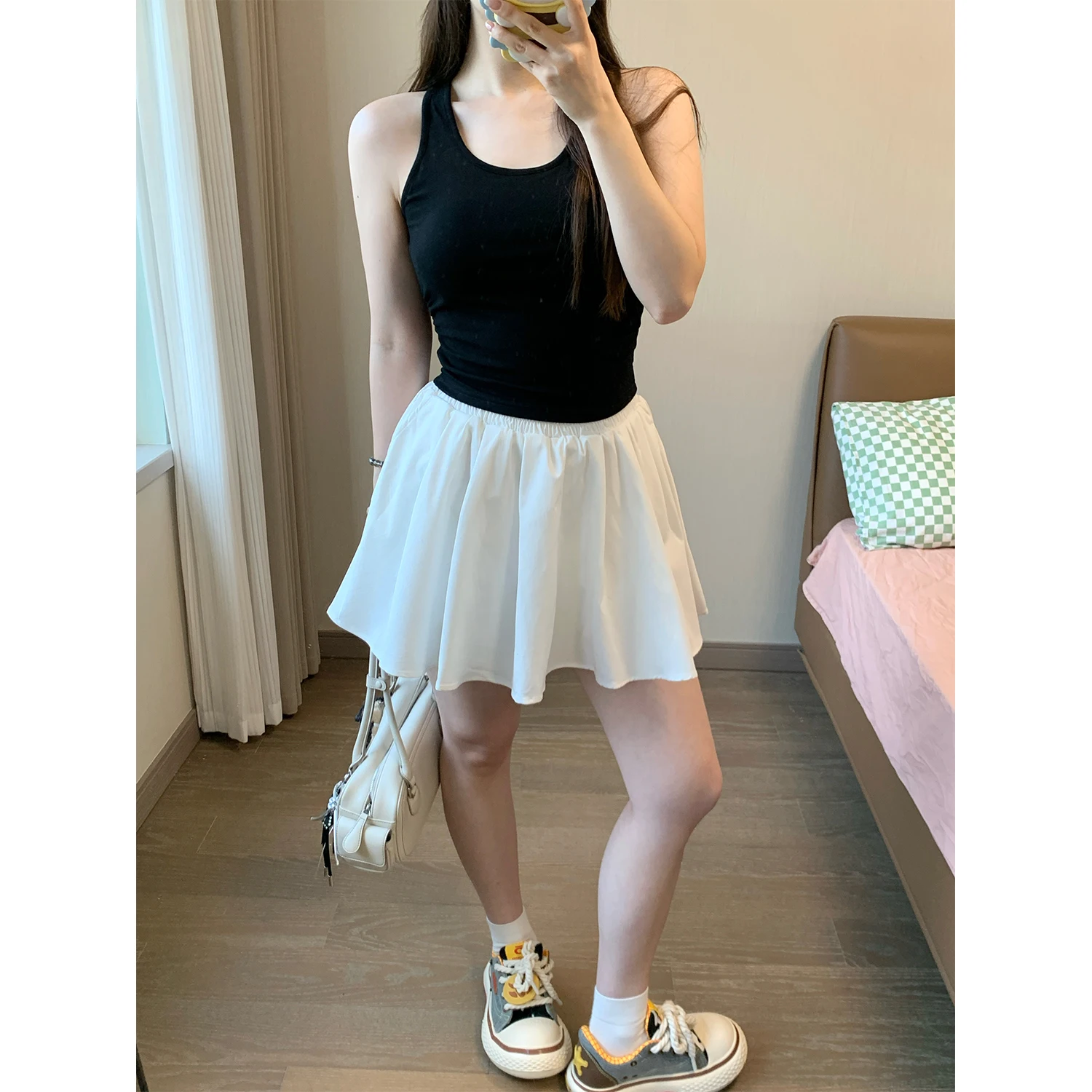 

Юбка-миди Xiao en Meimei Cloud Mousse с эластичным поясом, А-силуэт, летняя, повседневная, для женщин