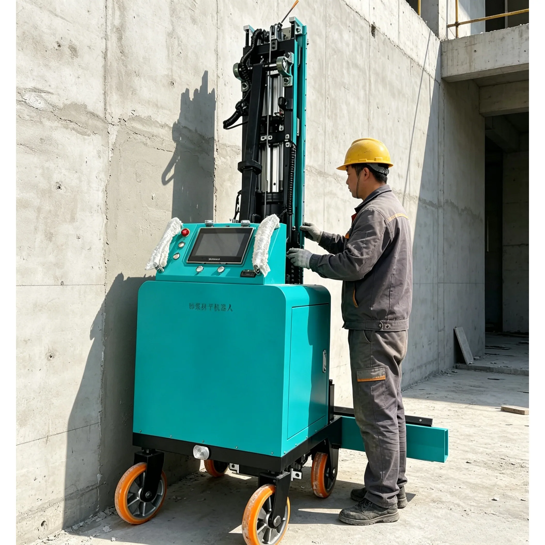 Wall Plaster Robot Adjustable Working Height Easy Operation Commercial Office Building Interior Lime Mortar Smoothing Tool