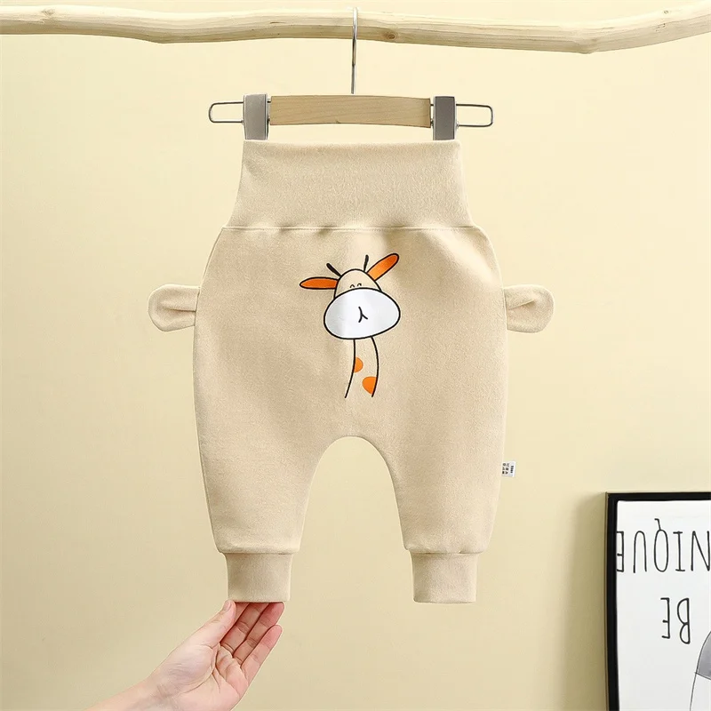 Big Hip Circumference Pants Newborn Cartoon Print Trousers Autumn Winter Infant Thickened Cotton Pants Baby Boys Girls\' Clothing