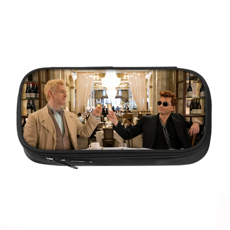 21cm X 10cm ‌Good Omens Crowley Aziraphale Pencil Cases Large Capacity Pretty Stationery Exclusive School Supplies Pencil Case