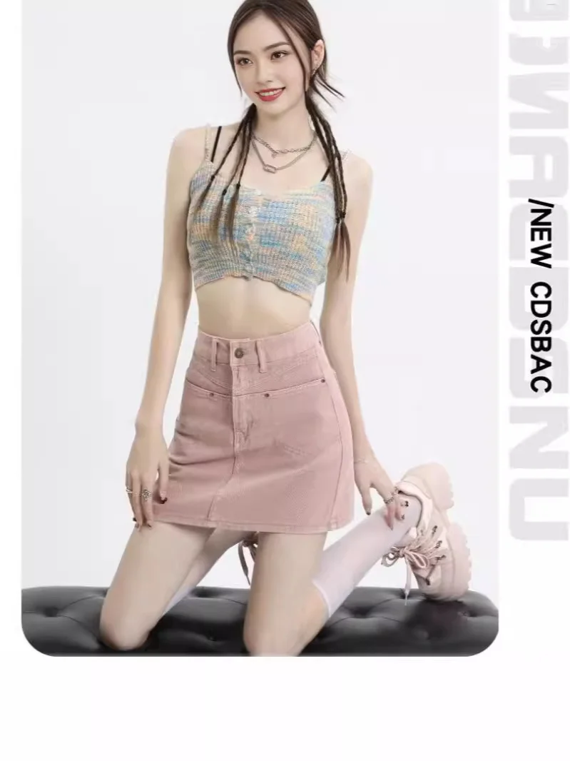 Jupe mi-longue tendance, nouveau Style Instagram, taille haute, mode polyvalente, sac littéraire, jupe de hanche, Style paresseux