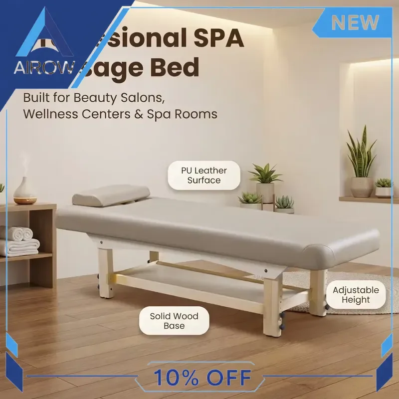 for Thai Massage Bed Portable Wooden Structure Fully Adjustable Salon Spa Furniture Professional Therapy Table for Bedroom