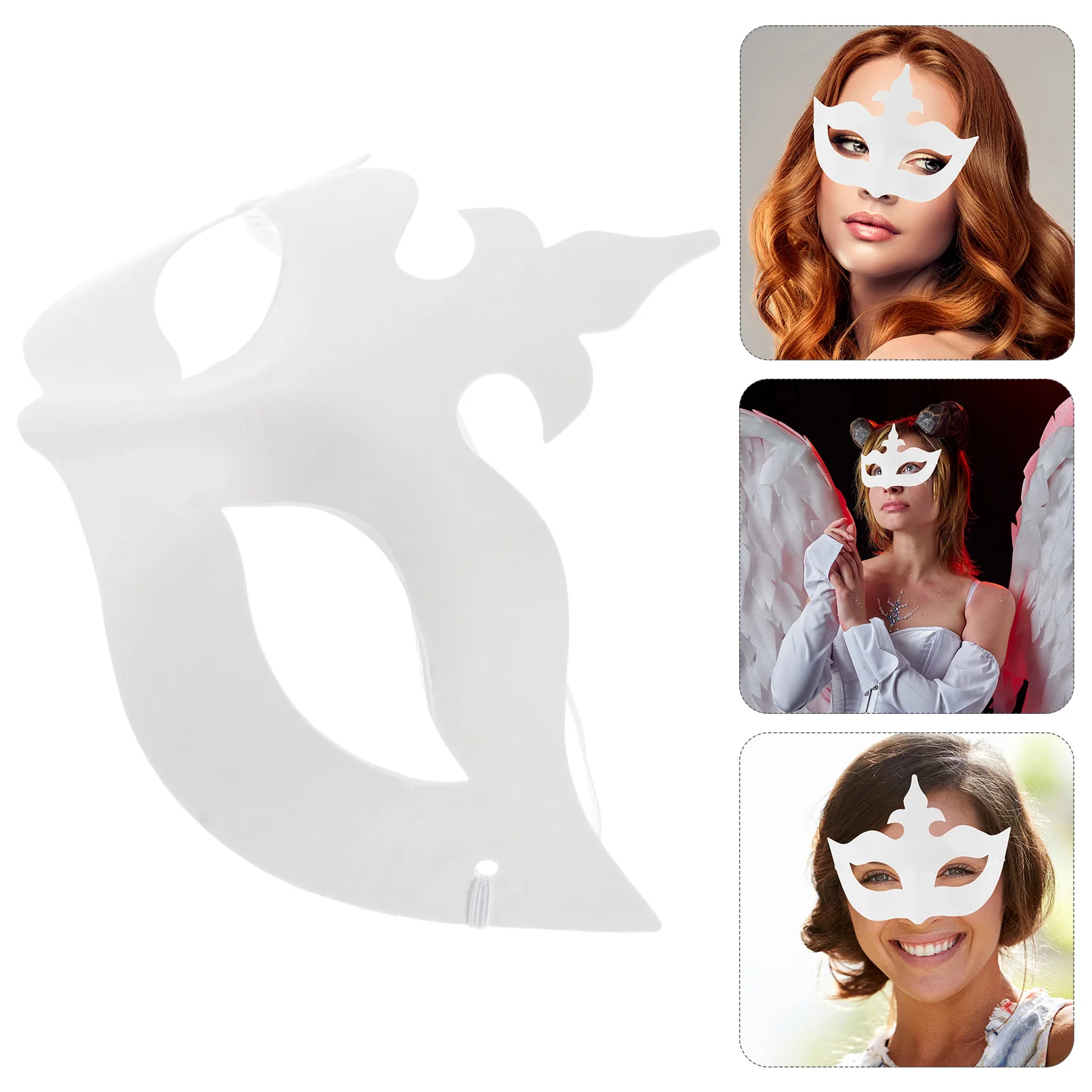 6 Stück Kronen-Rohlingspapiermasken zum Selbermachen, unbemalt, weiß, halbes Gesicht, Maskerade-Maske für Kostüm, Papier, leere Maske, Bastelrohlinge