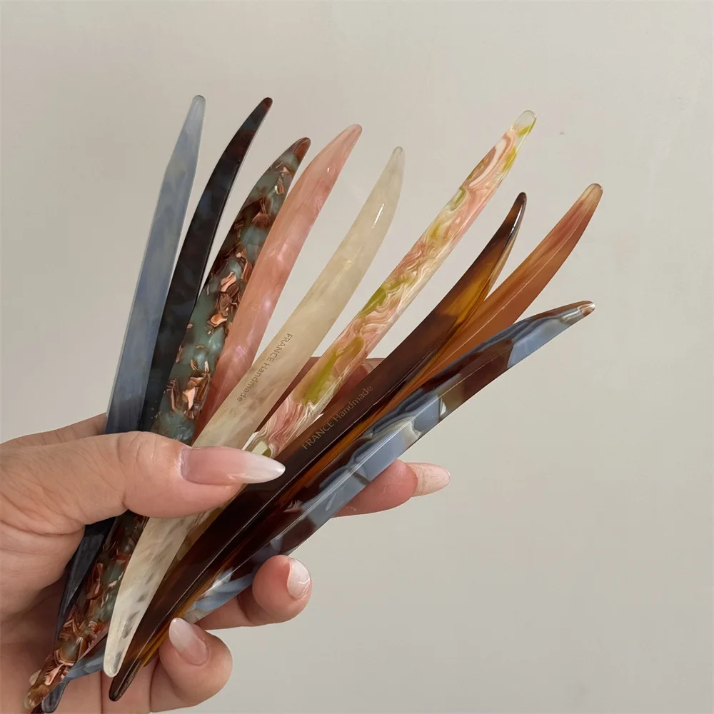 French Retro 18CM Long Willow Leaves Shape Coarse Senior Sense Acetic Acid Hairpin Hair Accessories For Woman Girls