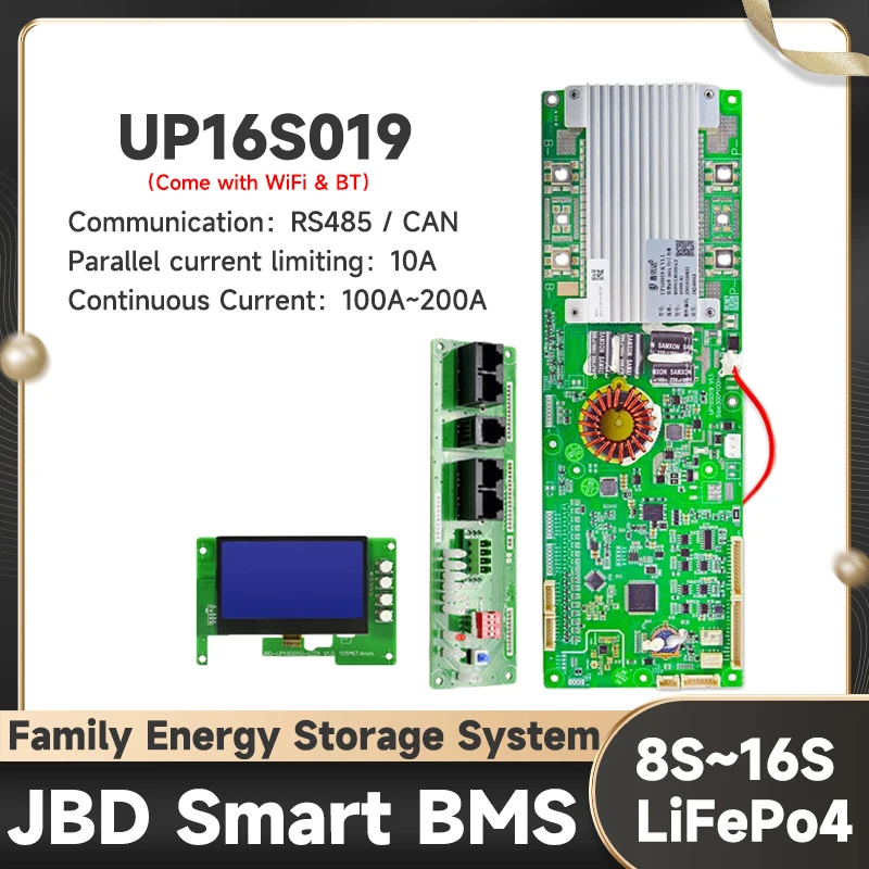 Image of JBD BMS UP16S019 WiFi Bluetooth Smart Home Energiespeichersystem 8S 24V 16S 48V LiFePo4 100A 150A 200A JIABAIDA BMS mit Balance