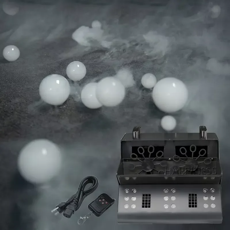 2000W LED Fog Bubble Machine Remote DMX Control Double Wheel Bubble Smoke Machine for Wedding Disco Party Stage Lighting