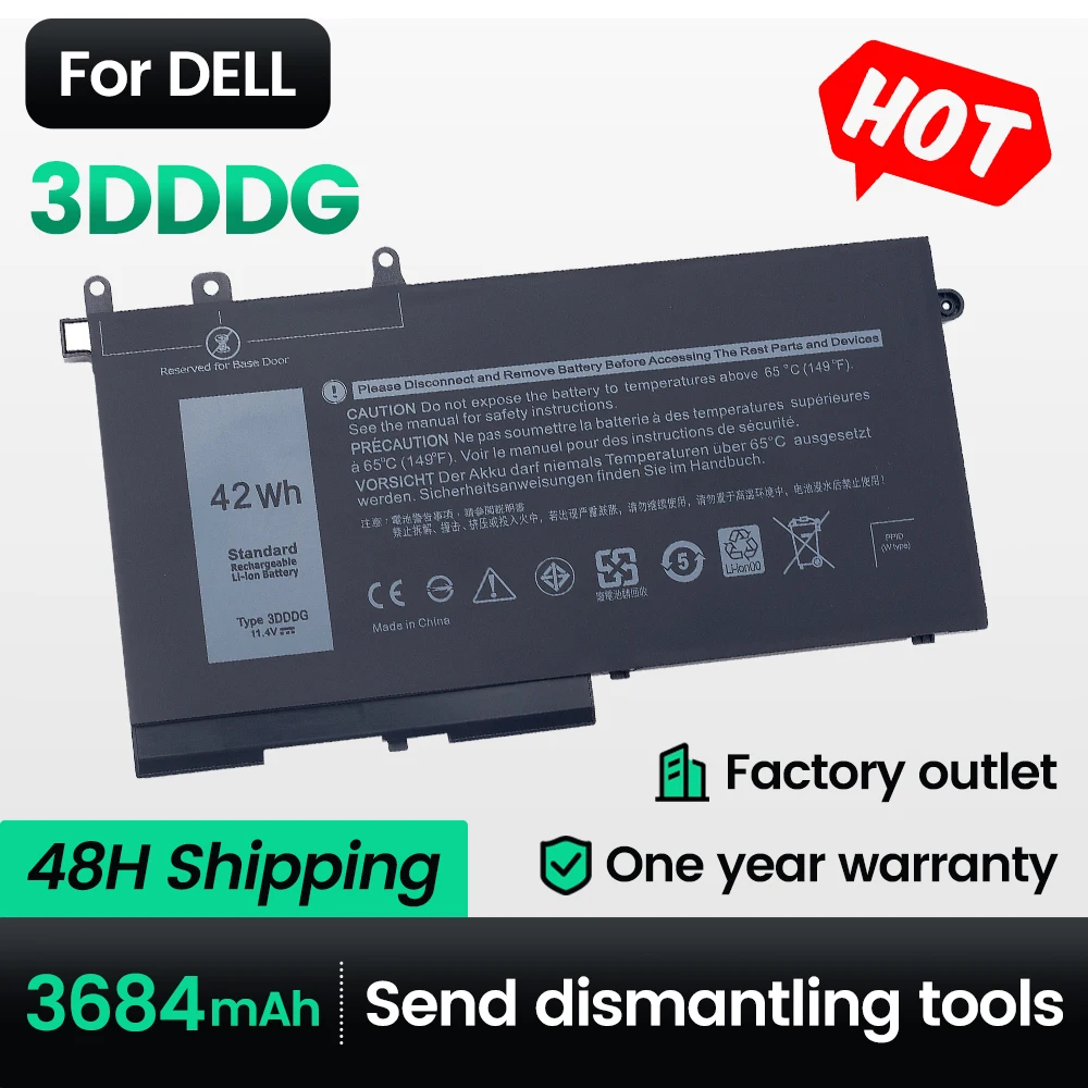 

Keyuan 3DDDG 42Wh 5280 Laptop Battery 5288 for DELL Latitude 5290|5480|5590 Precision E5480|E5580|E5490 series