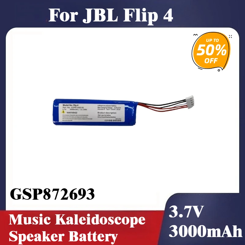 

GSP872693 01 3.7V 3000mAh Battery for JBL Flip 4 Music Kaleidoscope Speaker Battery High Quality