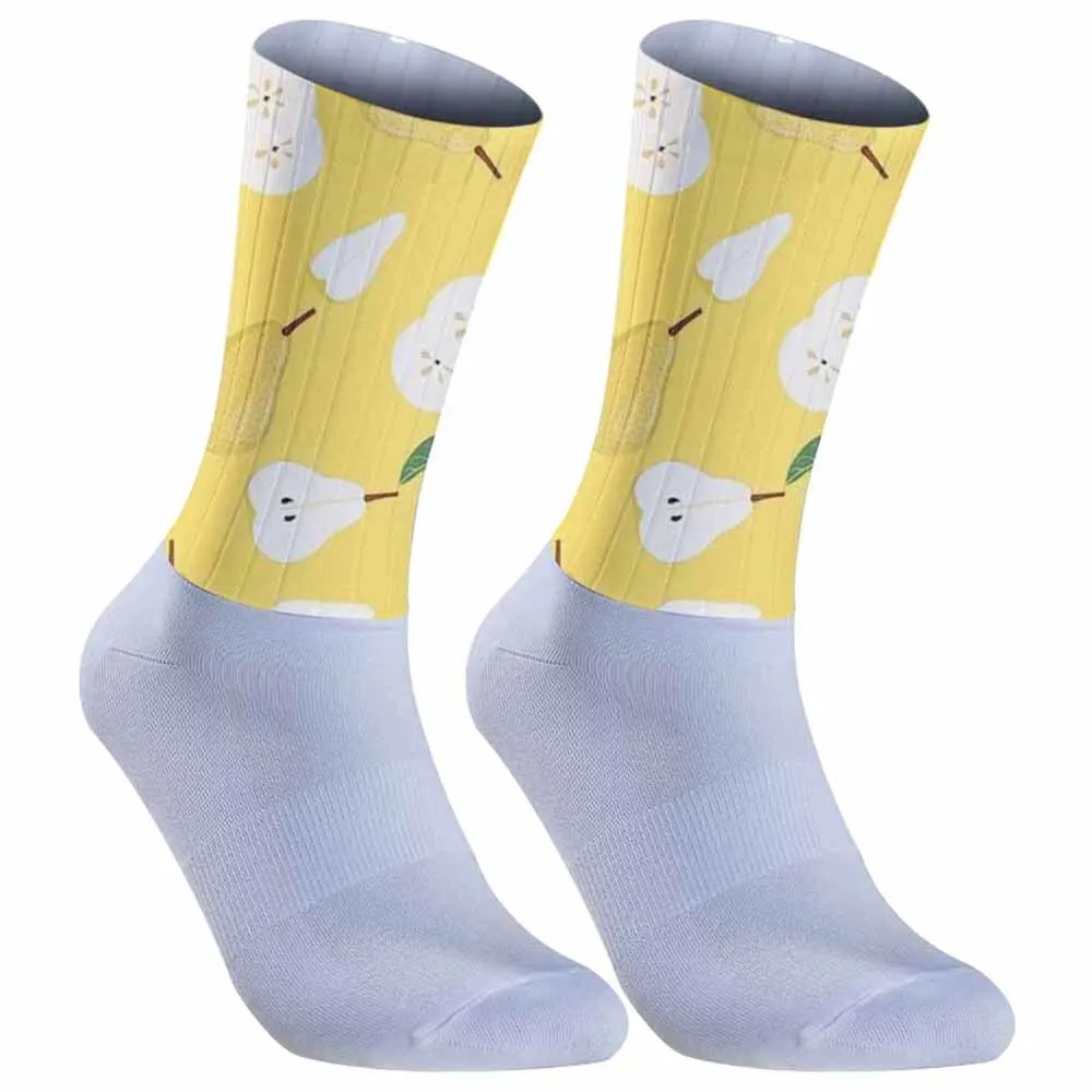 Chaussettes de sport coordonnantes en silicone, sans couture, pour vélo de route, pro team, à rayures, pour cyclisme, nouvelle collection 2024