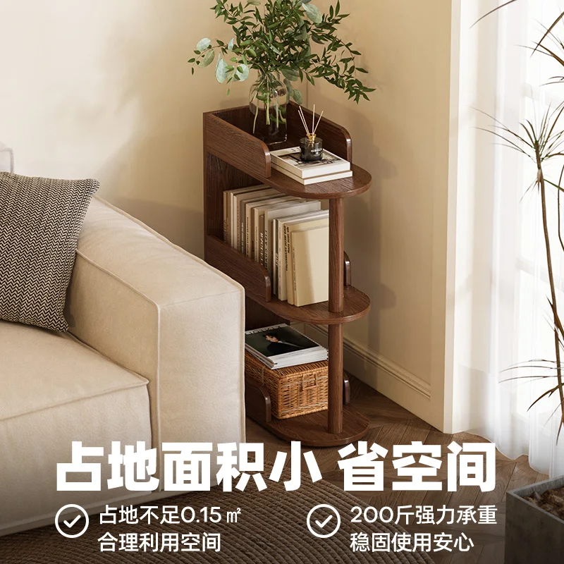 Solid wood bookshelf next to the desk, household living room, small reading bookcase, creative and simple storage shelf, sofa ed