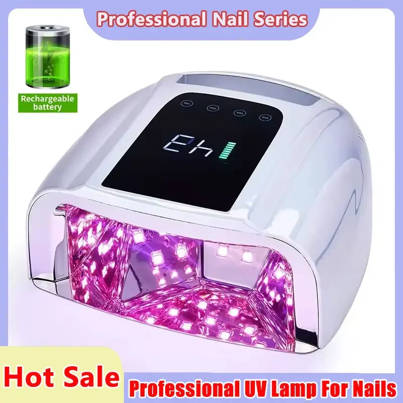 

96W Mirror Reflective Nail Lamp with Metal Pad Cordless Manicure Dryer Wireless UV Light for Nails Rechargeable Nail UV LED Lamp