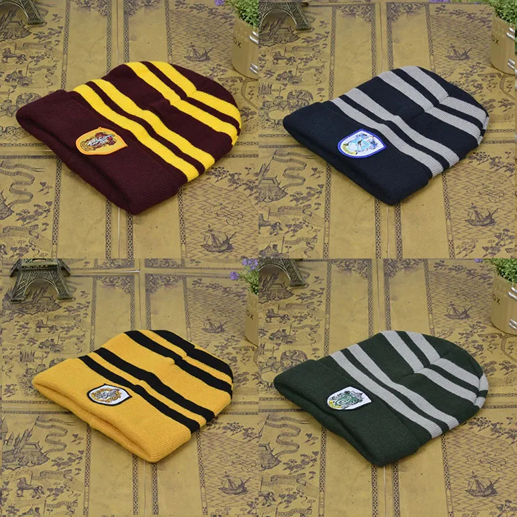 Harry Potter Hat Hogwarts Movie Peripheral Cosplay Props Knitted Hat Gryffindor Ravenclaw Windproof  Warm Decoration Toys Gifts