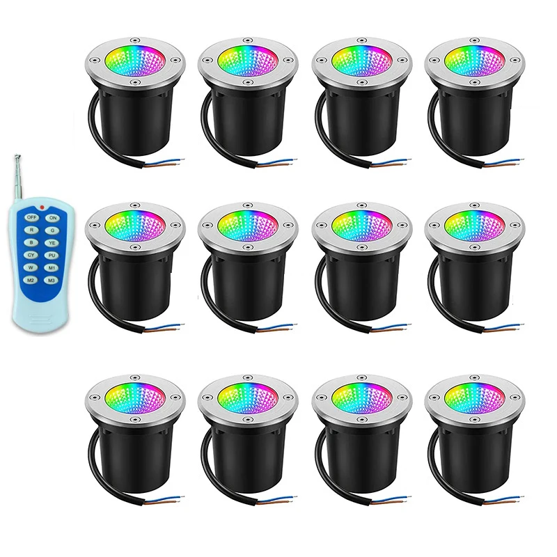 LED RGB 7 Colors Garden Underground Lamps With Remote Control 10W 15W Outdoor IP67 Waterproof Buried Garden Recessed Lighting