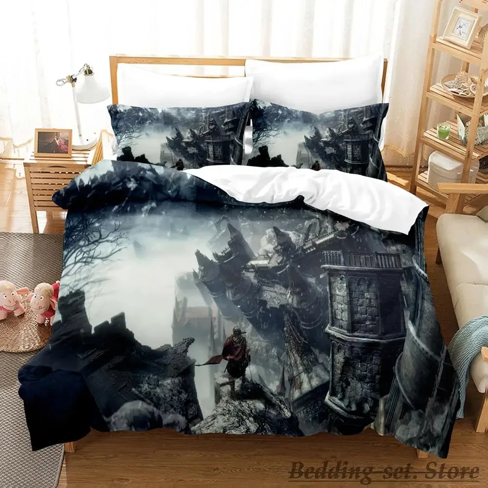 Conjunto de cama com almas escuras para adultos e crianças, solteiro, gêmeo, completo, rainha, cama king size, capa de edredão, anime, quarto, 2023