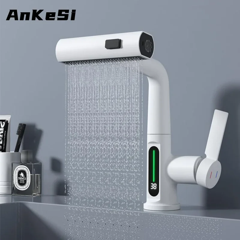 

Bathroom Faucet LED Intelligent Water Temperature Display Bathroom Sink Faucet Hot and Cold Water Outlet Sink Faucet Tap