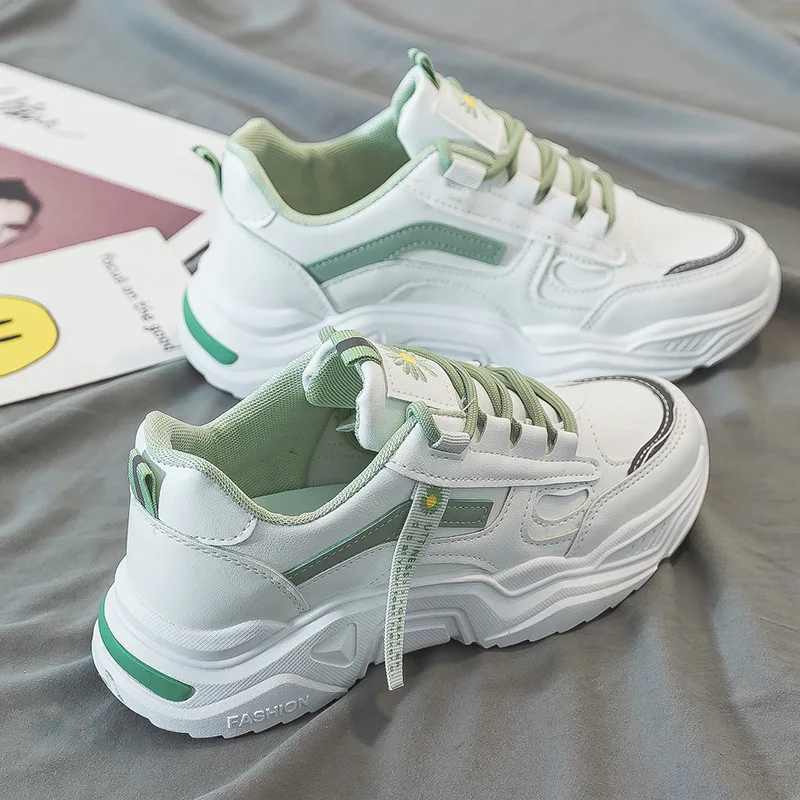 

Новинка 2024, весенне-осенние кроссовки на шнуровке, женские дышащие легкие спортивные туфли на толстой подошве, удобная обувь для отдыха