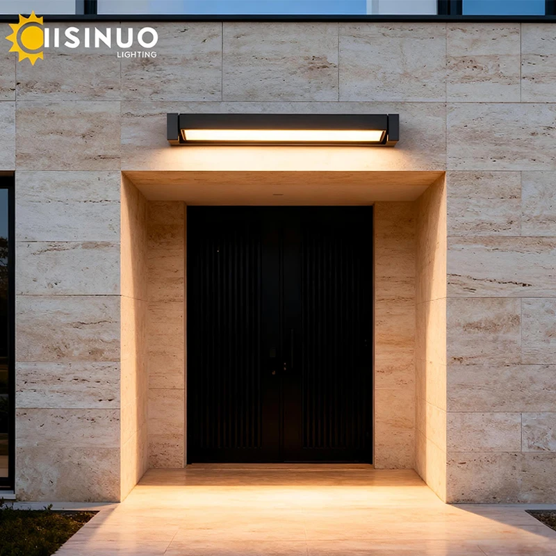 الألومنيوم الجدار الخارجي مصباح مقاوم للماء ضوء الشرفة زاوية قابلة للتعديل 350 °   الشمعدان الشريط الطويل لحديقة شرفة فناء فيلا دي